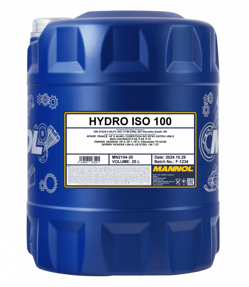 Олива гідравлічнa MANNOL Hydro ISO 100 , 20л (MN2104-20)